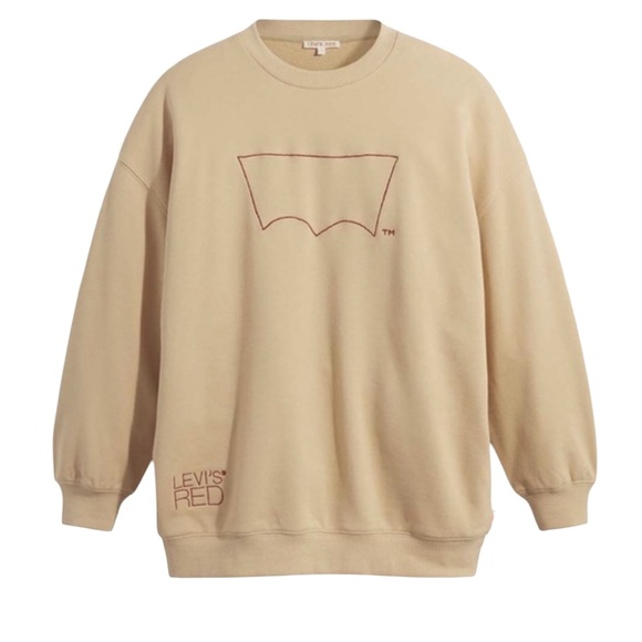 Levi's Red Collection Tan Crewneck Logo Sweatshirt, Unisex, Large, limited - Picture 1 of 12